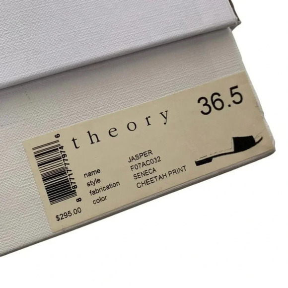 Theory Jasper Cheetah Slide Sandal Mules Black Size 6.5 NWT in Box - Picture 6 of 11